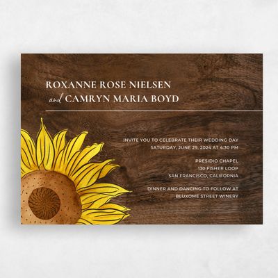Dark Wood, Brown Wedding Invitation - Bonnie Landscape