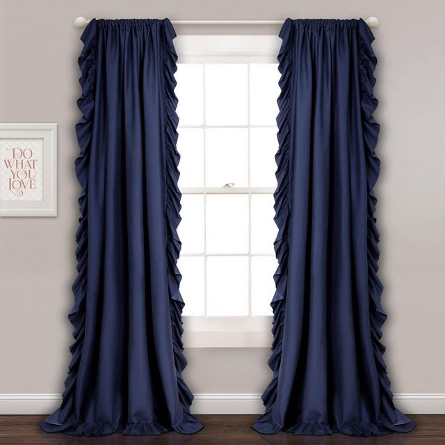 2pc 54"x84" Reyna Window Curtain Set Navy - Lush Décor