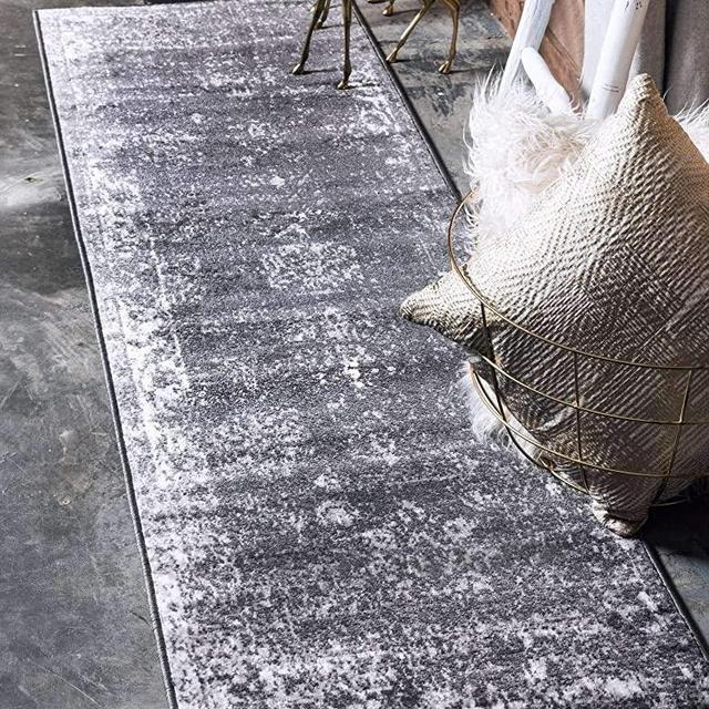 Unique Loom Sofia Collection Traditional Vintage Runner Rug, 2' x 6' 7", Dark Gray/Ivory