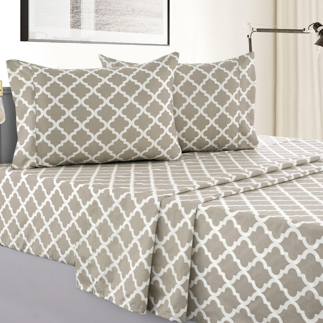 Lux Decor Collection California King Sheets - Hotel Luxury 1800 Bedding Sheets & Pillowcases - Taupe