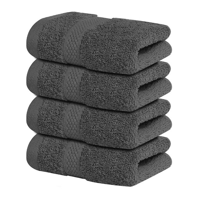 Infinitee Xclusives Luxury Wash Cloths for Showering [13x13] – 100% Cotton Washcloths [Pack of 4], Soft and Absorbent Face Towels for Bathroom Wash Clothes, Gym, and Spa (Shadow Grey)