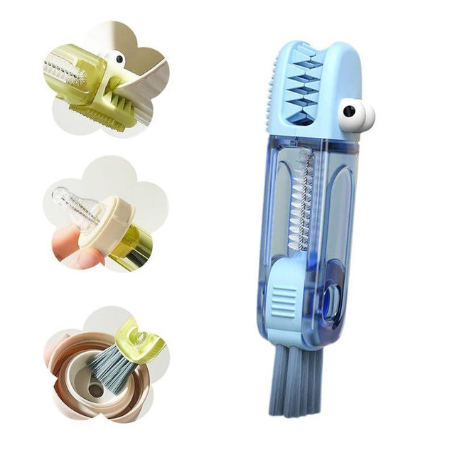 3 in 1 Cup Lid Cleaning Brush, 2024 New Portable Crevice Cleaning Brush Set for Baby Bottle Gap Tight Spaces Cup, Rotatable Cup Lid Cleaner Cup Mouth Scrubber