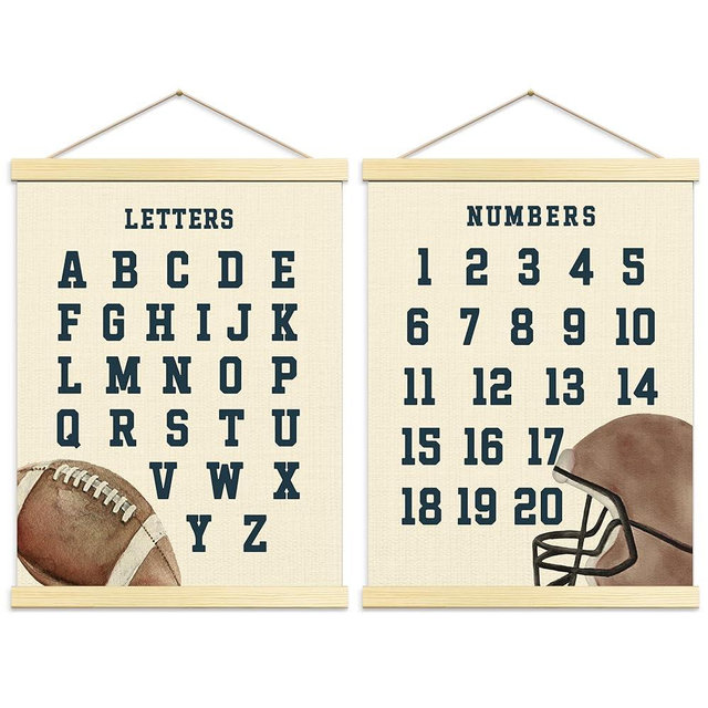 Buildinest Baseball Decor For Boys Room,Numbers alphabet poster for toddlers,Abc Wall Chart Toddler Learning Posters,Homeschool Decor for Kids Wall Decor,Play Room Wall Decor and Alphabet Banner-A08