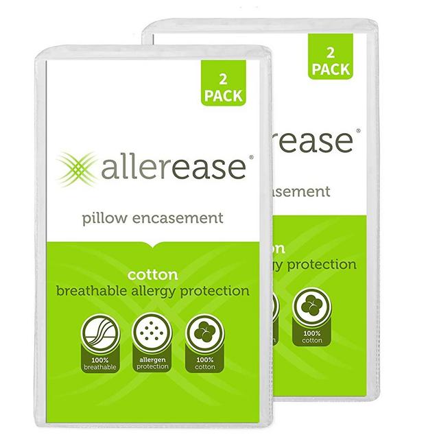 Aller-Ease Cotton Pillow Protectors, King, White 4 Count