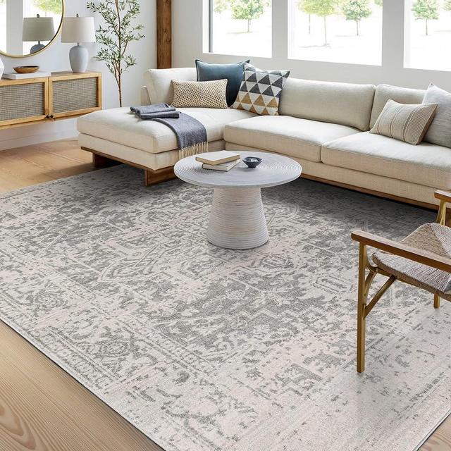 Livabliss Janine Vintage Medallion Area Rug,12' x 15',Grey