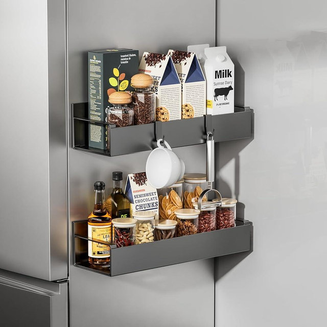 OSOVGO Magnetic Fridge Organizer, Spice Rack, Kitchen Organizers and Storage, Cabinet Organizer with Shelf, Pantry Organization for Countertop, Over the Door Storage with Detachable 2 Hooks