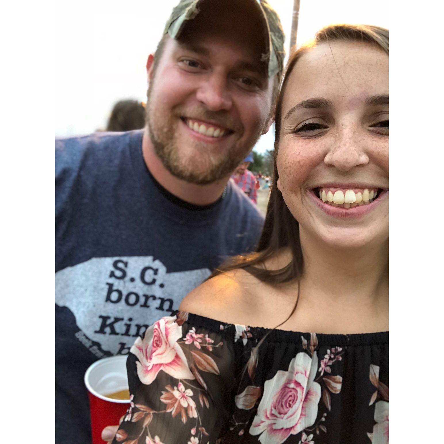 Our first picture together at the Darius Rucker concert in October of 2018. Thank you to our Best Man Taylor Williamson for being the keeper of this selfie.