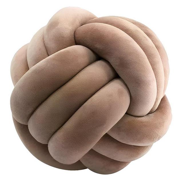 KEBAIHUA Knot Ball Pillows, Round Throw Pillow Cushion Home Decoration Soft Plush Pillow, Throw Knotted Ball Pillow Handmade Children Room Decoration Round Plush Toy Pillow (Coffee,8.5"/22cm)