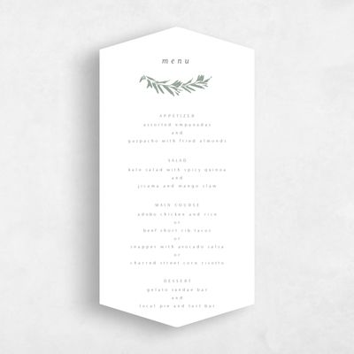 White Diamond Wedding Menu - Callahan