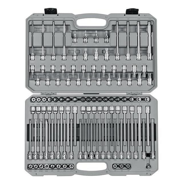 TEKTON 3/8 Inch Drive Hex, Torx, TR Torx, Phillips, Slotted, Square, Triple Square Bit Socket Set with Case (110-Piece) | SHB91317
