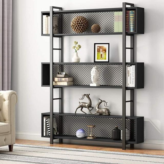 Tribesigns 5-Shelf Bookshelf with Metal Wire, Modern Industrial Bookcase Display Shelf Storage Organizer with Metal Frame for Home Office, 47.2 L x 9.4 D x 71 H (Black)