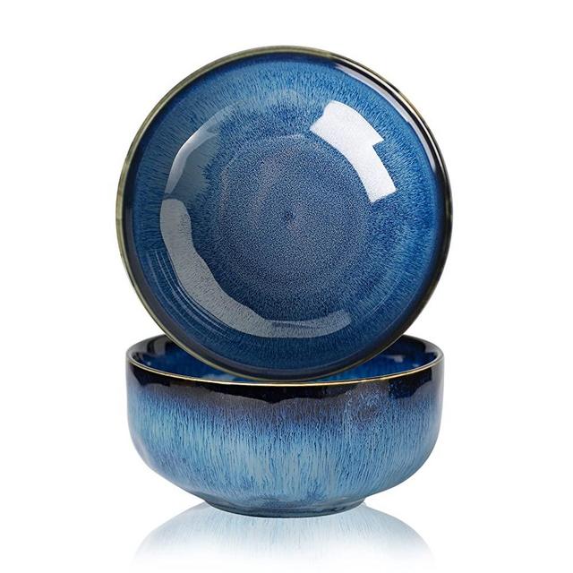 KYBSCZ Serving Bowls - 22 Ounce Bowls Set - Ceramic Bowl Set of 2 - 5.75 inch Salad Bowls - Soup Bowls - Cereal Bowls for Kitchen