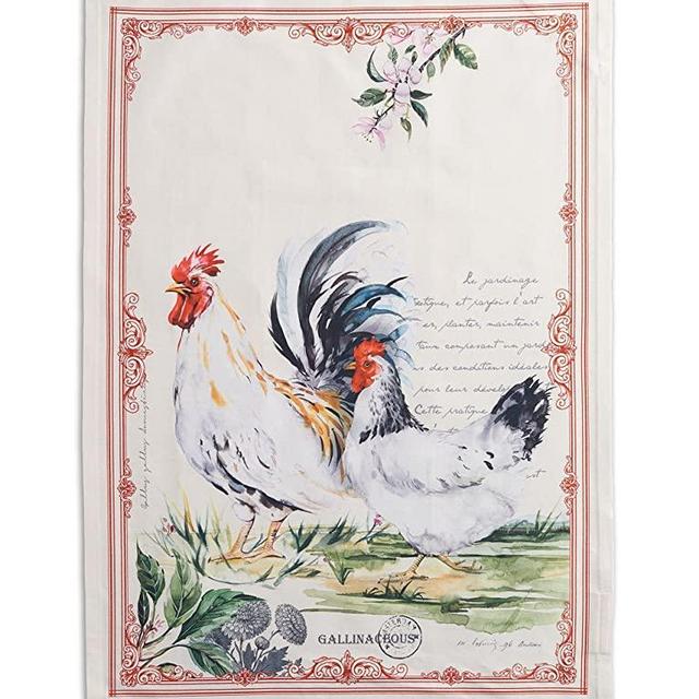 Maison d' Hermine Campagne 100% Cotton Set of 2 Multi-Purpose Kitchen Towel Soft Absorbent Dish Towels | Tea Towels | Bar Towels (Basse-cour, 20 Inch by 27.50 Inch)
