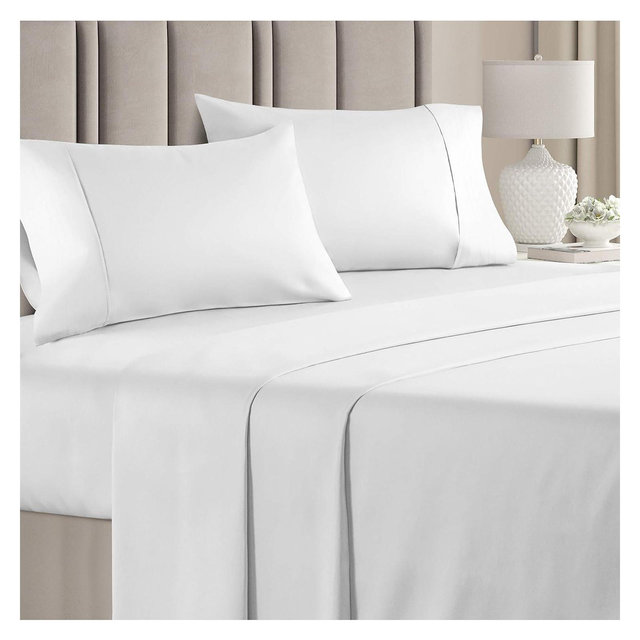 CGK Linens 4 Piece 100% Cotton 400 Thread Count Sheet Set in White, Size California King