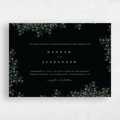 Black Wedding Invitation - Lugano Landscape