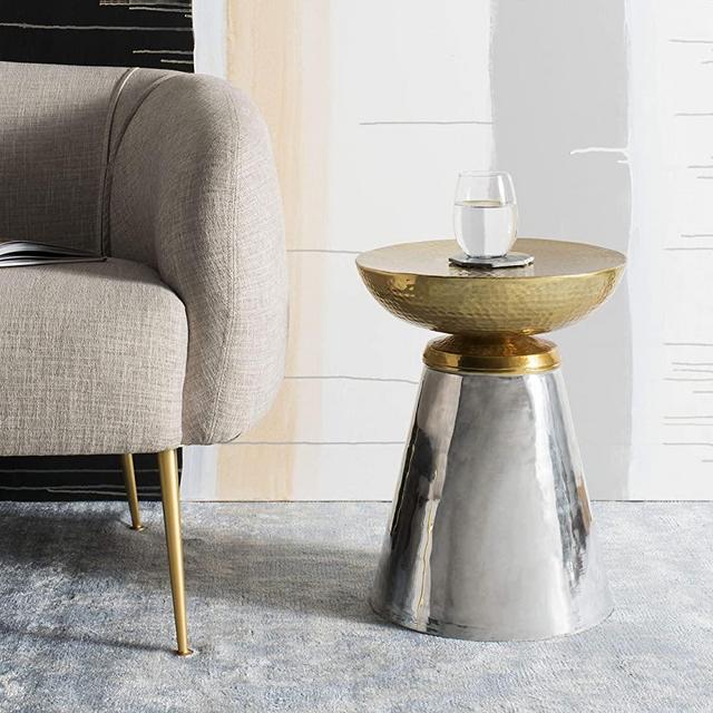 Safavieh Home Dov Gold and Nickel Drum Side Table