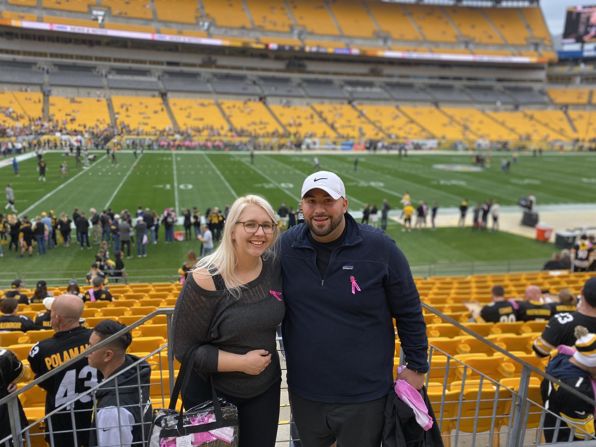 Jamie’s first professional football game at Hines Stadium in Pittsburgh- Go Steelers!