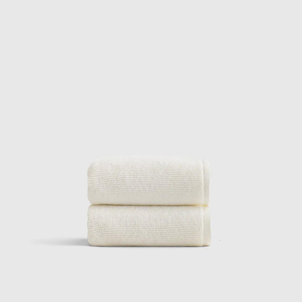 Turkish Ribbed Quick Dry Hand Towel (Set of 2) - Ivory