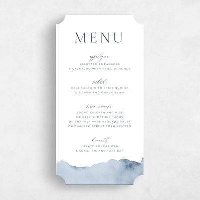 Blue Ticket Wedding Menu - Cello