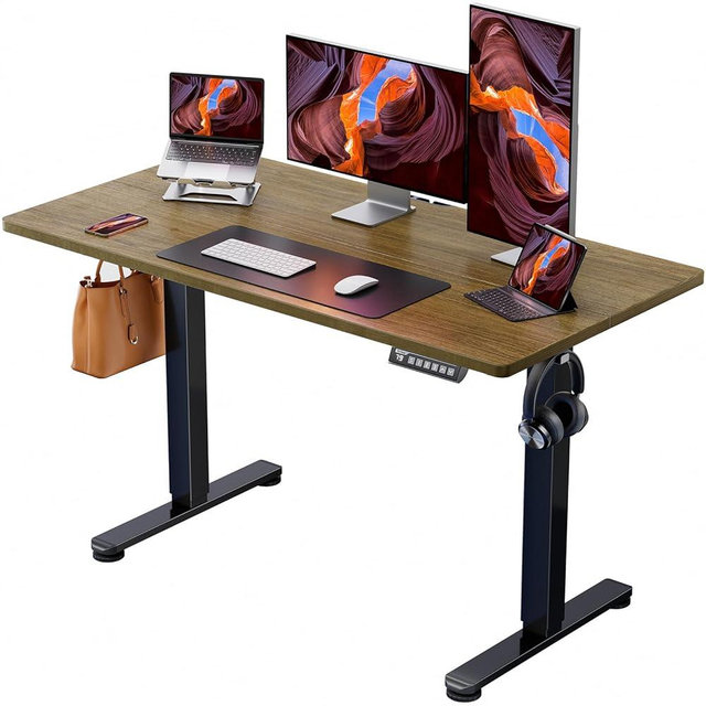 ErGear Height Adjustable Electric Standing Desk, 48 x 24 Inches Sit Stand up Desk, Memory Computer Home Office Desk (Espresso)