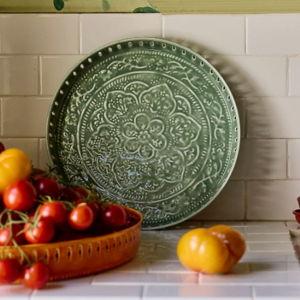 Patterned Enamel Round Tray