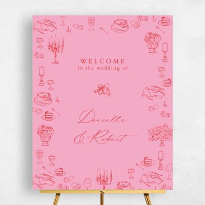 Flamingo, Pink Wedding Sign - Elodie Portrait
