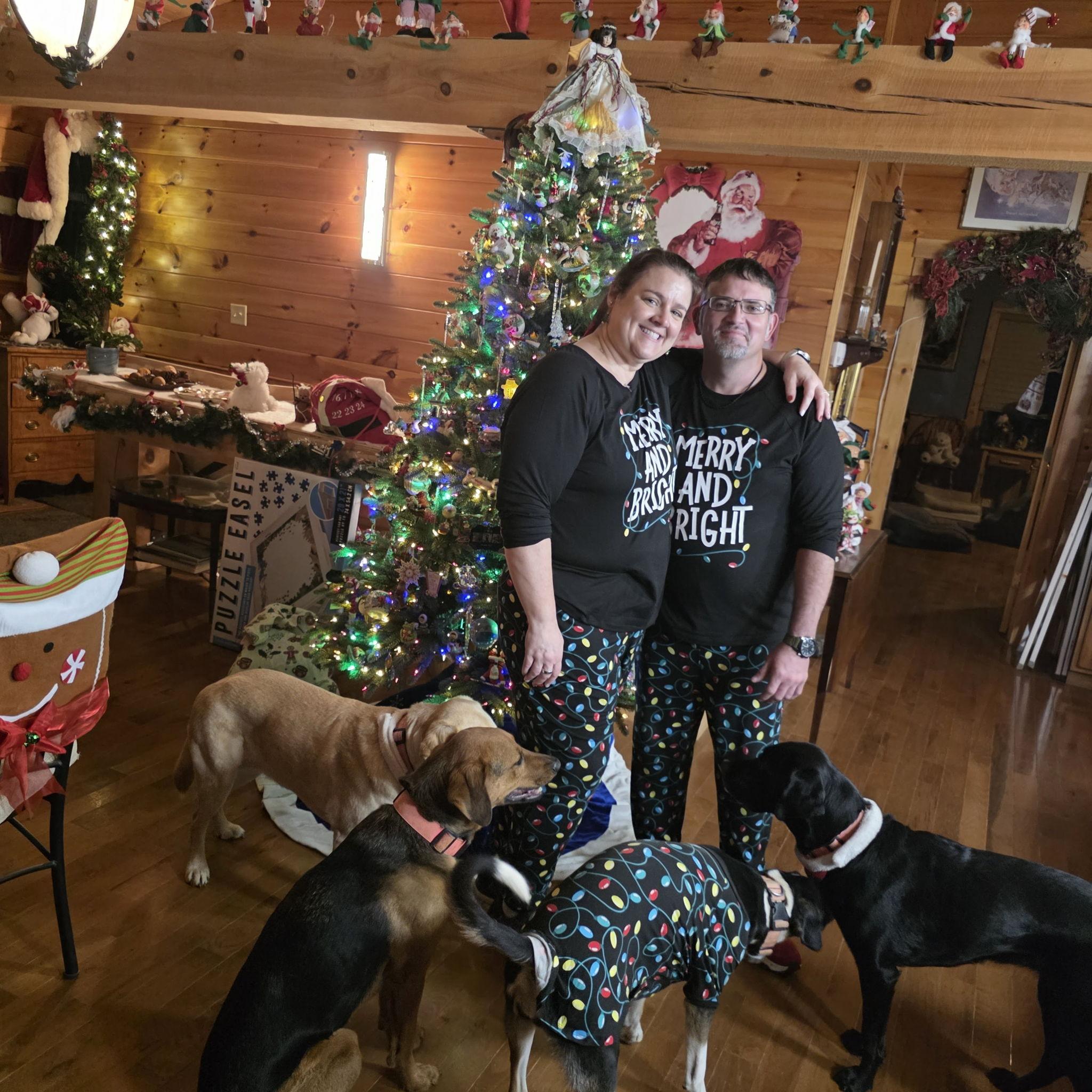 December 25 - Attempt at family photo with the pups for Christmas