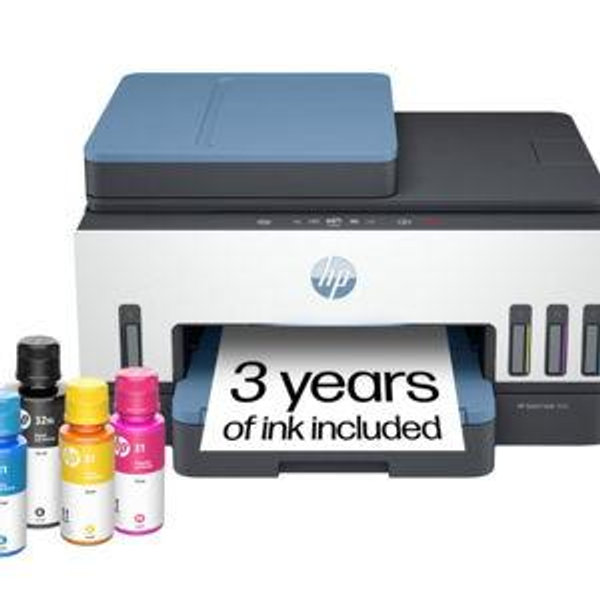 HP - Smart Tank 7602 Wireless AI-Enabled All-in-One Cartridge-Free Supertank Inkjet Printer with 3 Years of Ink Included¹ - Dark Surf Blue