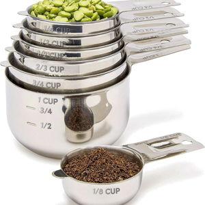 Set of 7 Simply Gourmet Measuring Cups, Stackable, 304 Premium Stainless Steel, Kitchen Gadgets for Measure Liquid and Dry Ingredients, Cooking & Baking