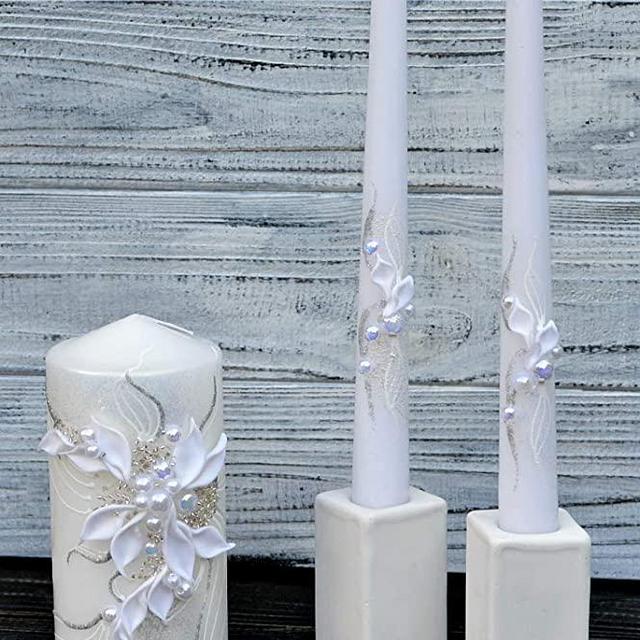 Magik Life Unity Candle Set for Wedding - Wedding décor & Wedding Accessories - Candle Sets - 6 Inch Pillar and 2 10 Inch Tapers - Best Unity Candle