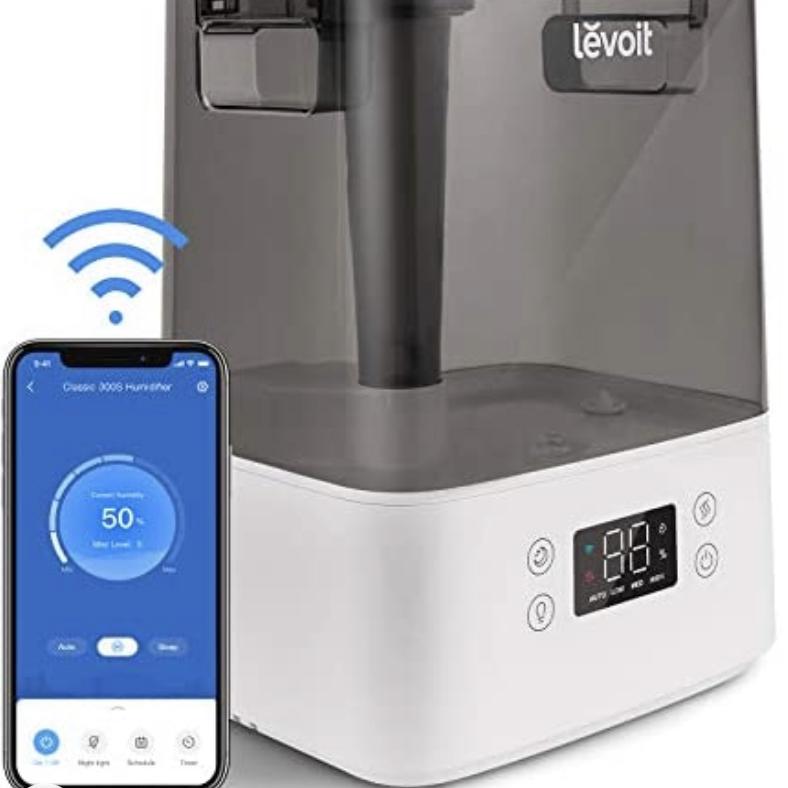 Levoit Humidifiers for Bedroom Home Large Room, 6L Smart WiFi Top Fill Cool Mist Air Ultrasonic Humidifier For Baby Plants Kids, Essential Oil diffuser, Quiet Easy Clean, Filterless, Work With Alexa