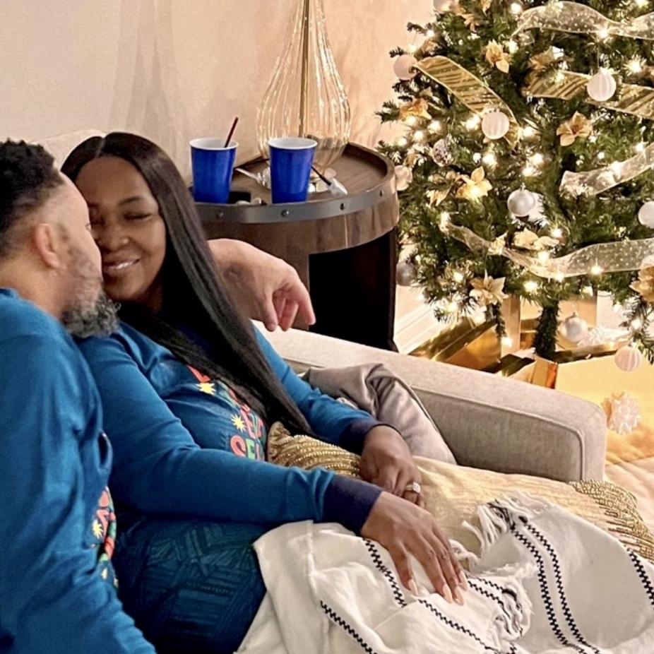 Simple moments can be the best moments, cuddling under a blanket in matching pajamas watching Christmas movies.