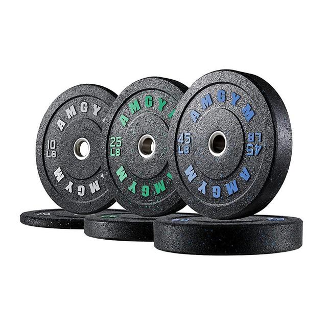 AMGYM Bumper Plates,2-Inch Olympic Weight Plates Hi-Bounce for Weight Lifting and Strength Training, Pairs or Sets