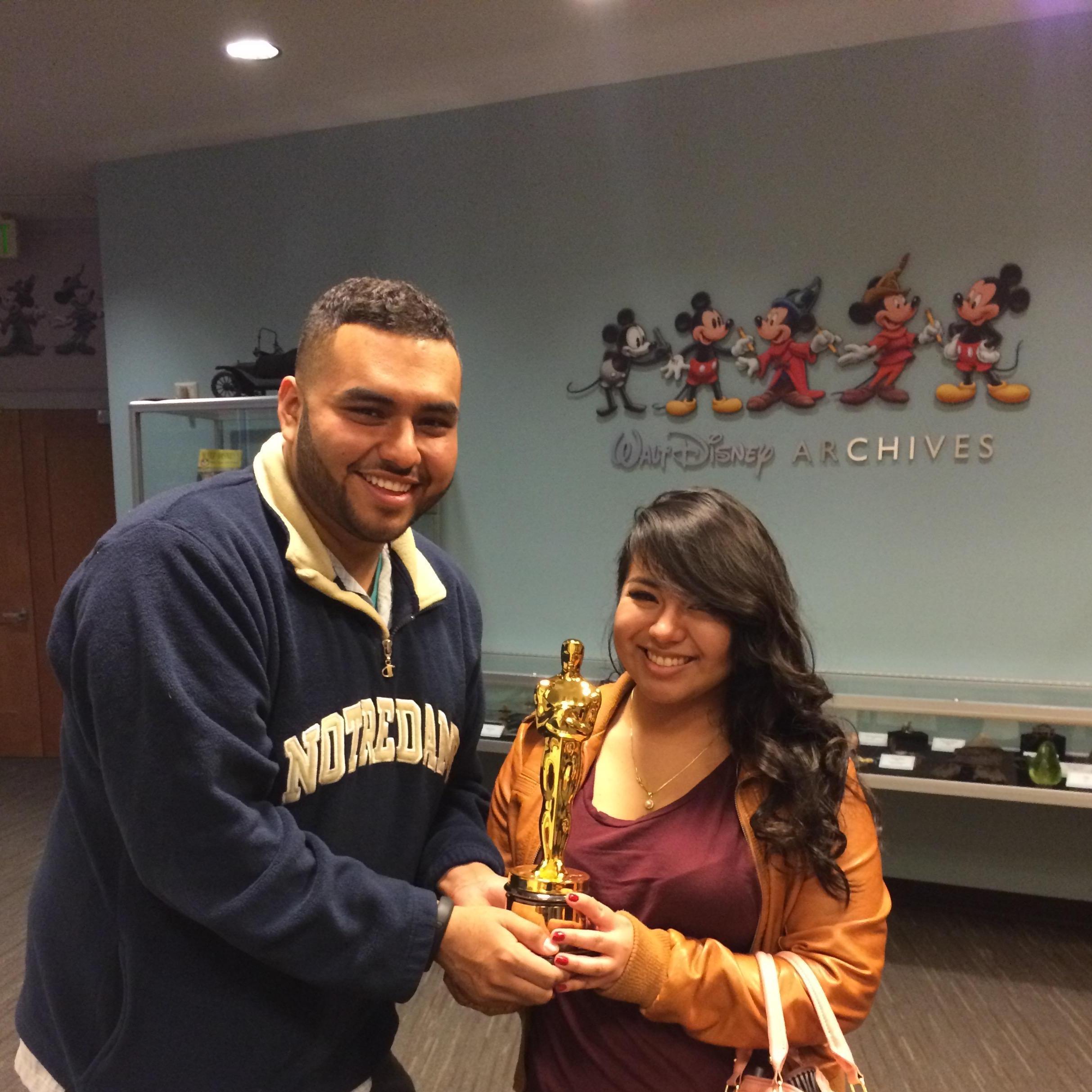 When we were allowed to hold one of Walt Disney's Oscars (shout out to Alesha)