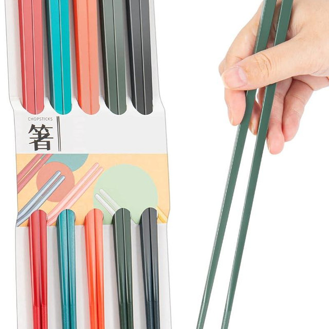 Chopsticks,LIANGKEN 5 Pairs Dishwasher Safe Fiberglass Chopsticks Set,9.5 Inch Reusable Japanese Chinese Chopsticks , Non-Slip, Easy to Use (colorful ) (9.5 inch, color)