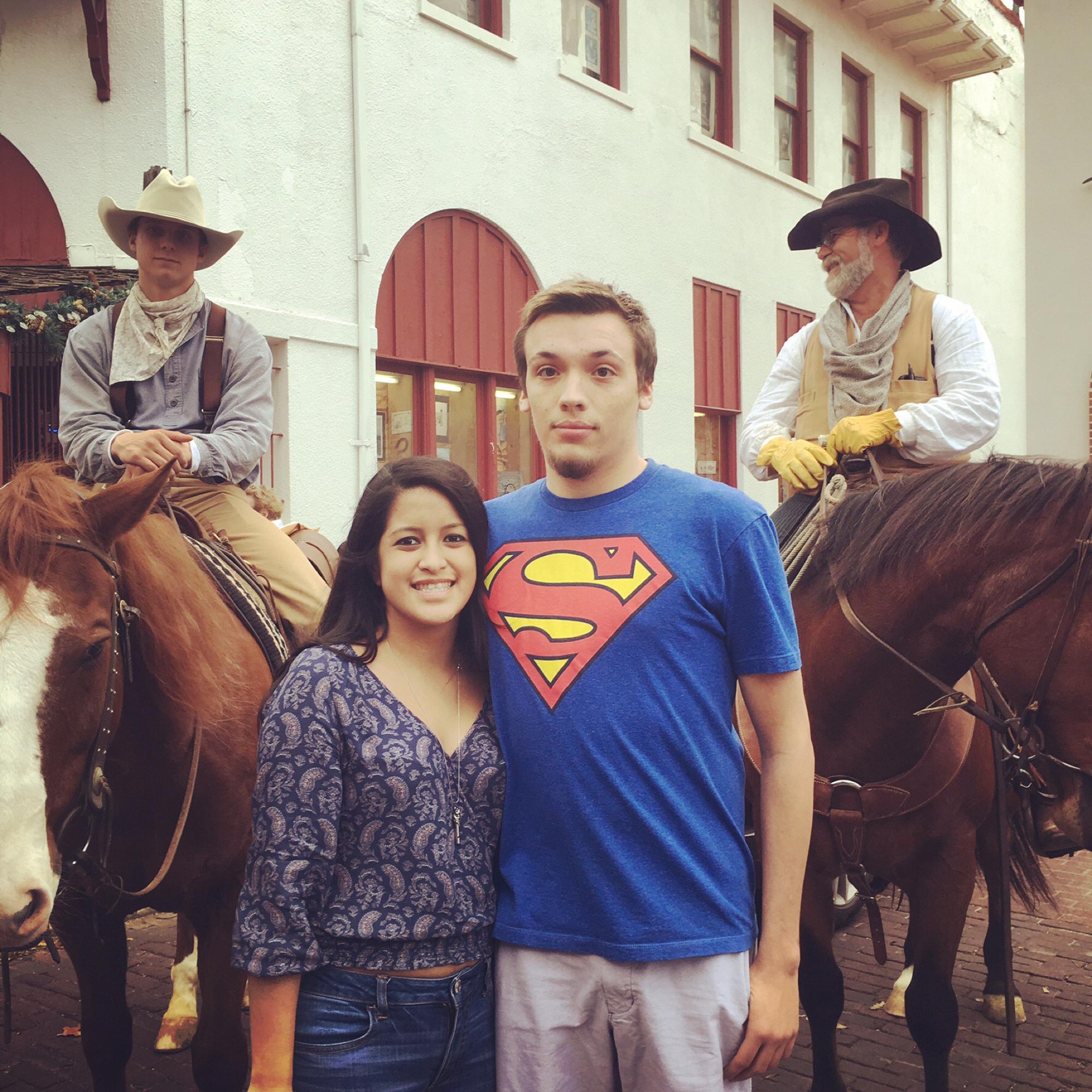 Xmas 2015 in Dallas. Emy was not amused by going to the stockyard as she sensed a bad smell coming from the horses.