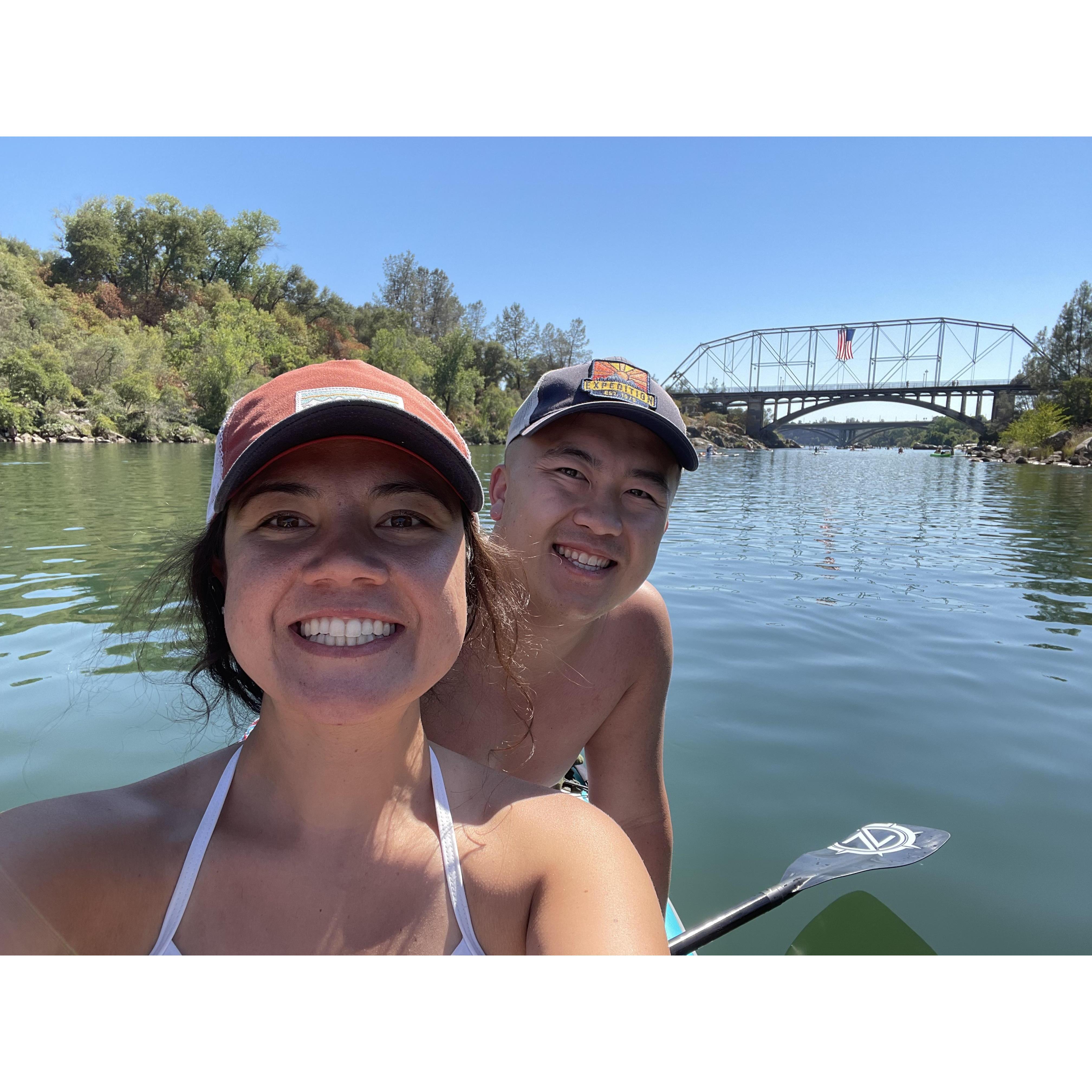 Doing one of our favorite things- paddle boarding on the American River in Sac!