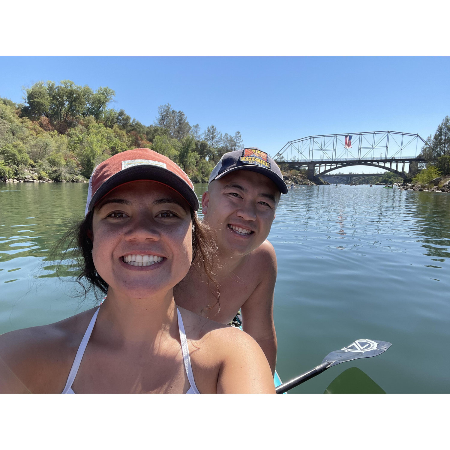 Doing one of our favorite things- paddle boarding on the American River in Sac!