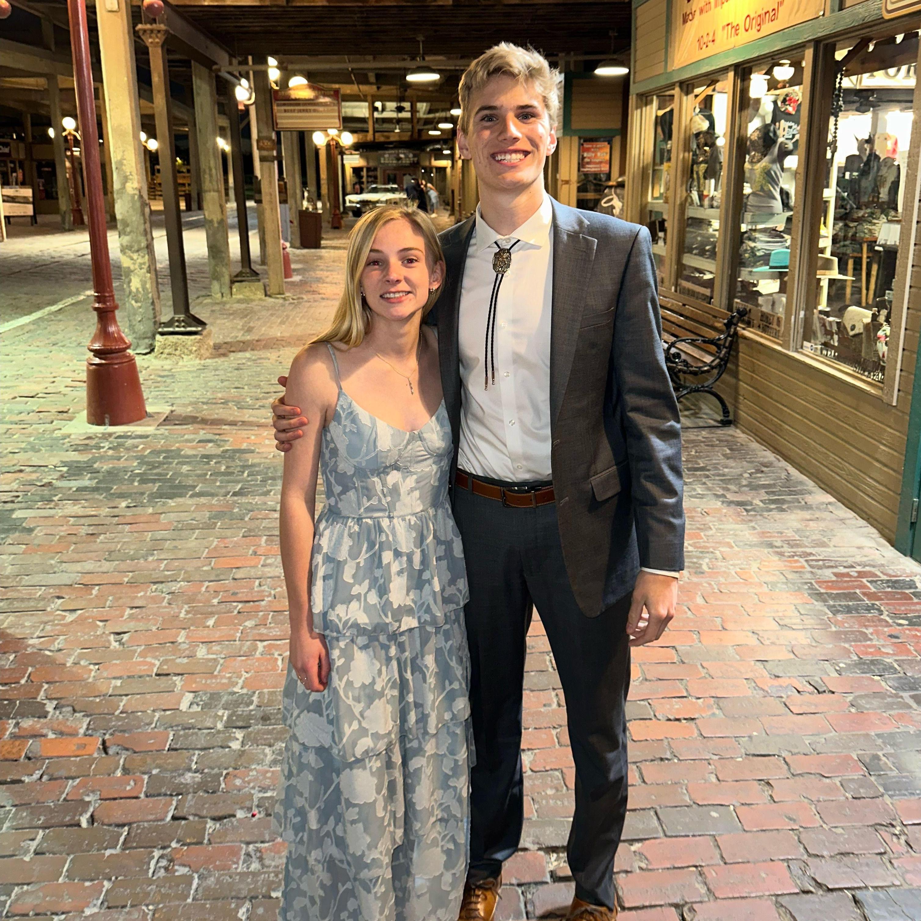Sydney and Luke's first college formal with Luke's fraternity.