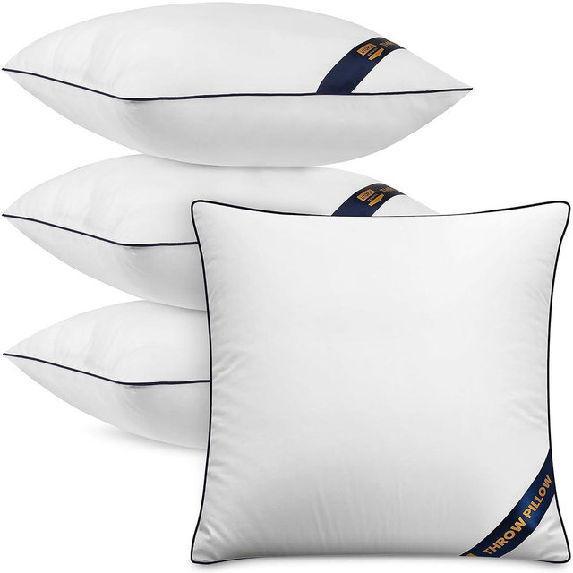 Utopia Bedding Throw Pillow Inserts (Pack of 4, White), 16 x 16 Inches Decorative Indoor Pillows for Sofa, Bed, Couch, Cushion Sham Stuffer