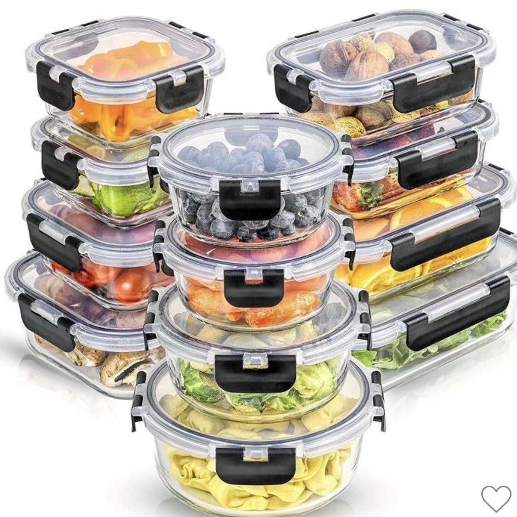 Joyful 24 Piece Glass Food Storage Containers