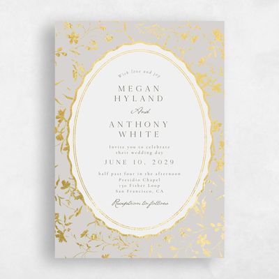 Stone Gray, Grey Wedding Invitation - Vasara Classic Foil