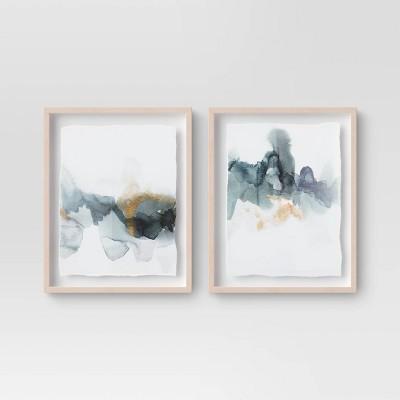 (Set of 2)16" x 20" Blue and Gold Watercolor Framed print - Project 62™