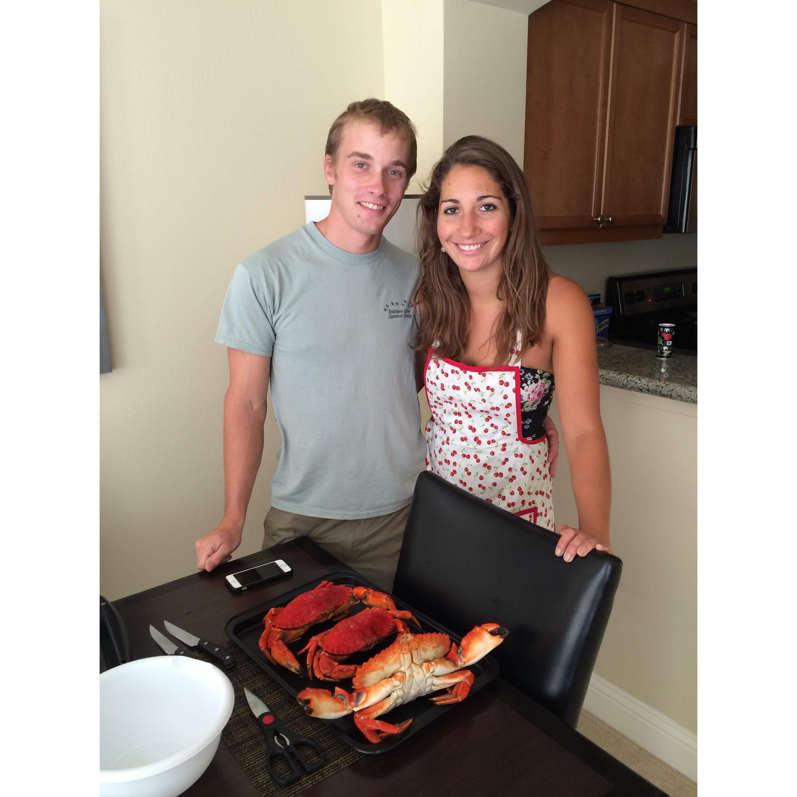 Eating crabs we caught in Seattle