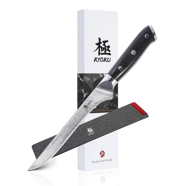 KYOKU Daimyo Series - Damascus Chef Knife - Japanese VG10 Steel - with Sheath & Case (Boning Knife 7)
