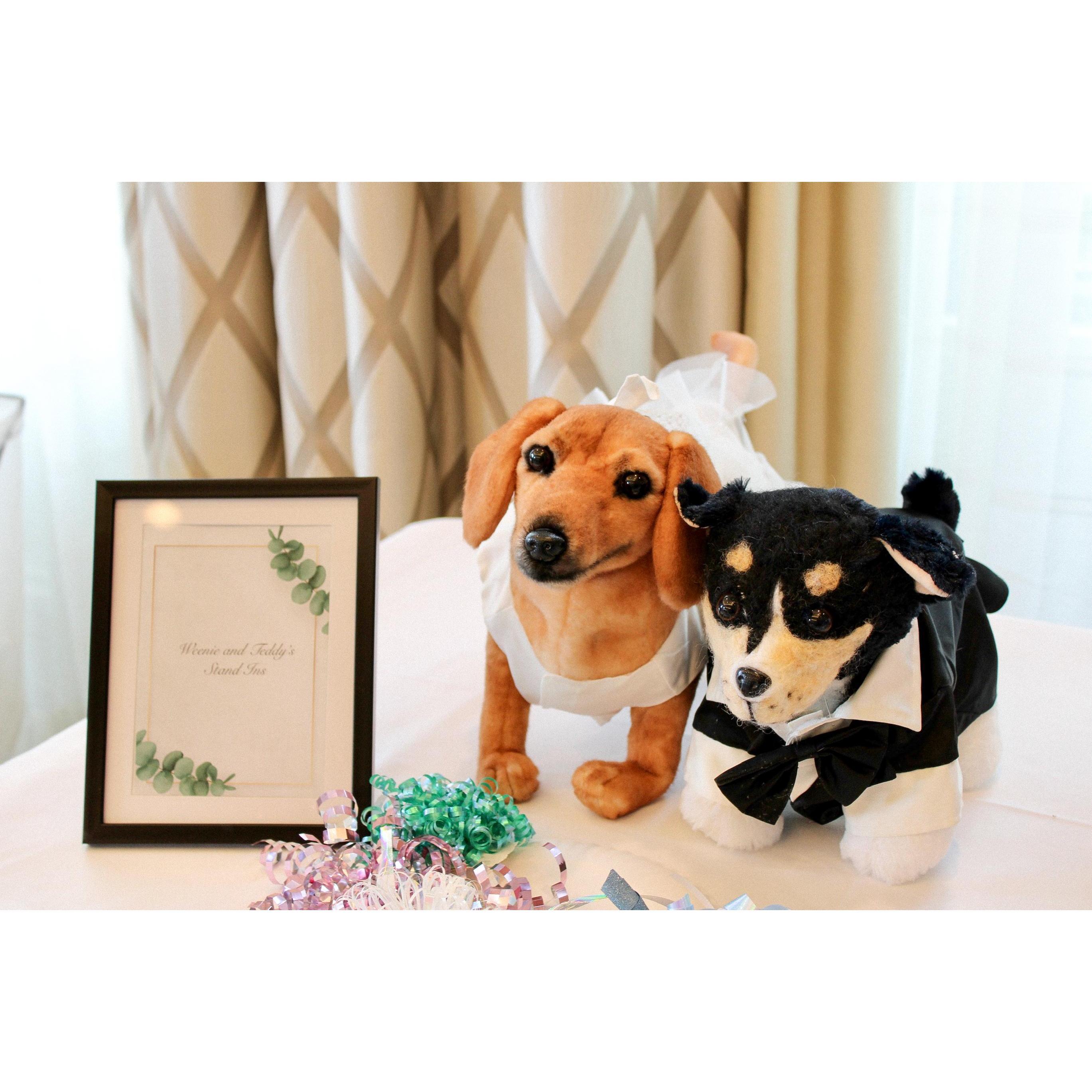 Two very important family members: Cleo & Teddy (in their own wedding attire)