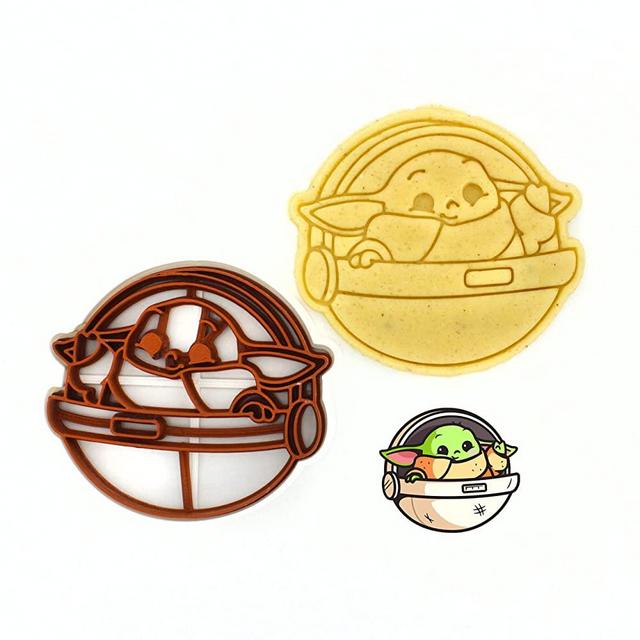Cookie Cutter by 3DForme, Baby Yoda Serias Baking Cake Fondant Frame Mold for Buscuit, Set 2 Piece, Color May Vary