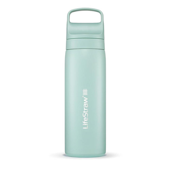 LifeStraw Go Series – Insulated Stainless Steel Water Filter Bottle for Travel and Everyday Use, Removes Bacteria, Parasites and Microplastics, Improves Taste, 18oz Seafoam