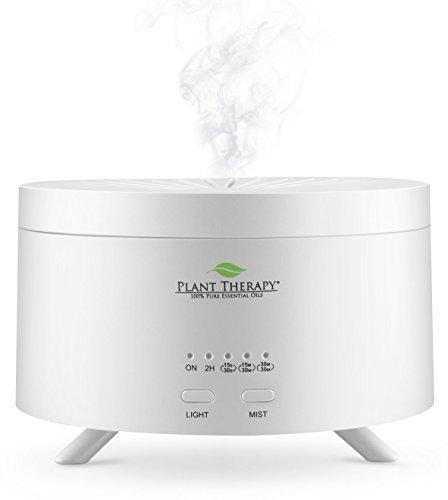 Plant Therapy AromaFuse Aromatherapy Essential Oil Diffuser 380 mL, White - Premium, Quiet, Atomizing Humidifier, 5 Timer Settings, 3 Dimmable LED Night Light Settings, Auto Shut Off