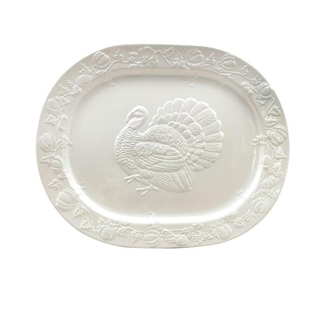 Harvest Turkey 20-Inch Oval Serving Platter in White